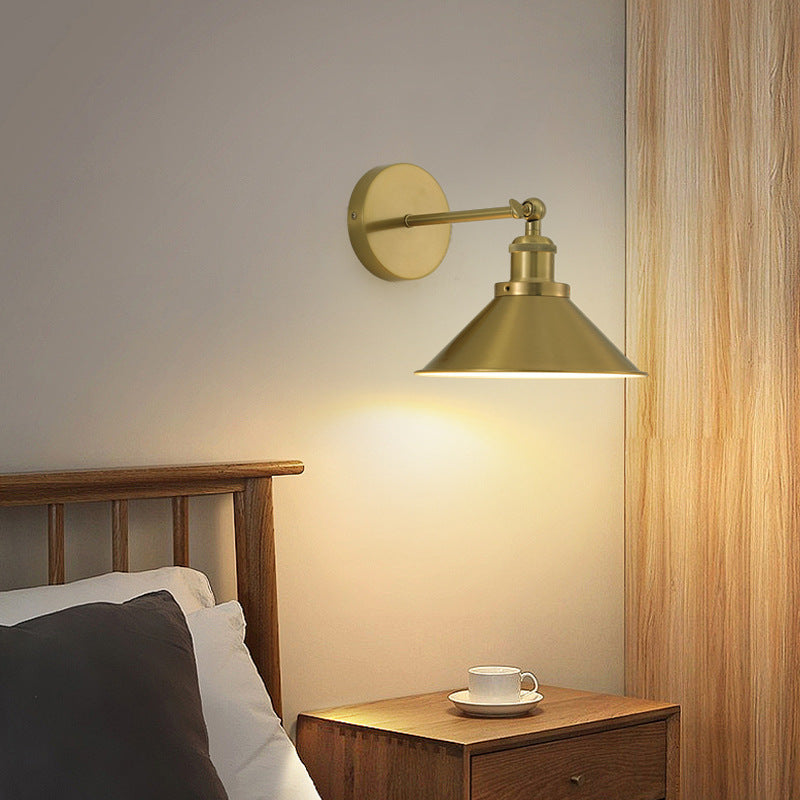 Lámpara Aplique de Pared de Cono Redondo de Hierro Retro Contemporáneo de 1 Luz para Sala de Estar 