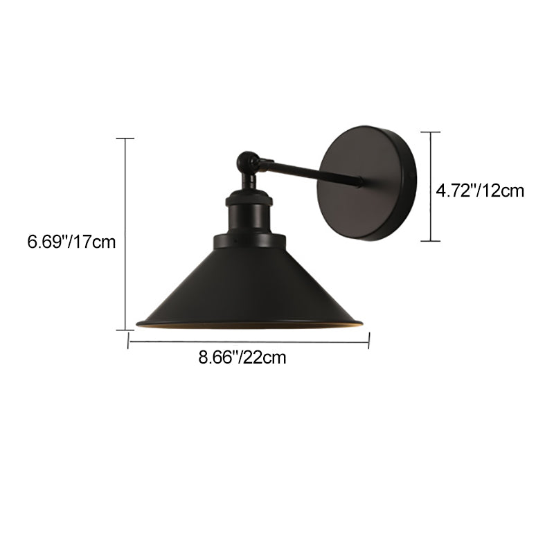 Lámpara Aplique de Pared de Cono Redondo de Hierro Retro Contemporáneo de 1 Luz para Sala de Estar 