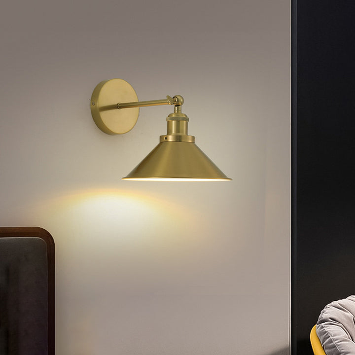Lámpara Aplique de Pared de Cono Redondo de Hierro Retro Contemporáneo de 1 Luz para Sala de Estar 