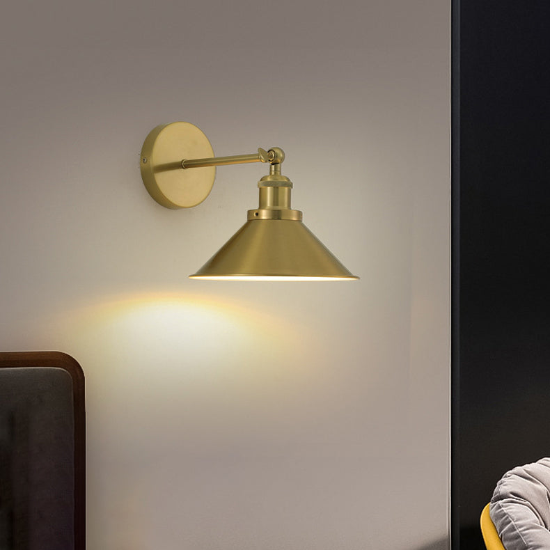 Zeitgenössische Retro Eisen Runde Kegel 1-Licht Wandleuchte Lampe Für Wohnzimmer 