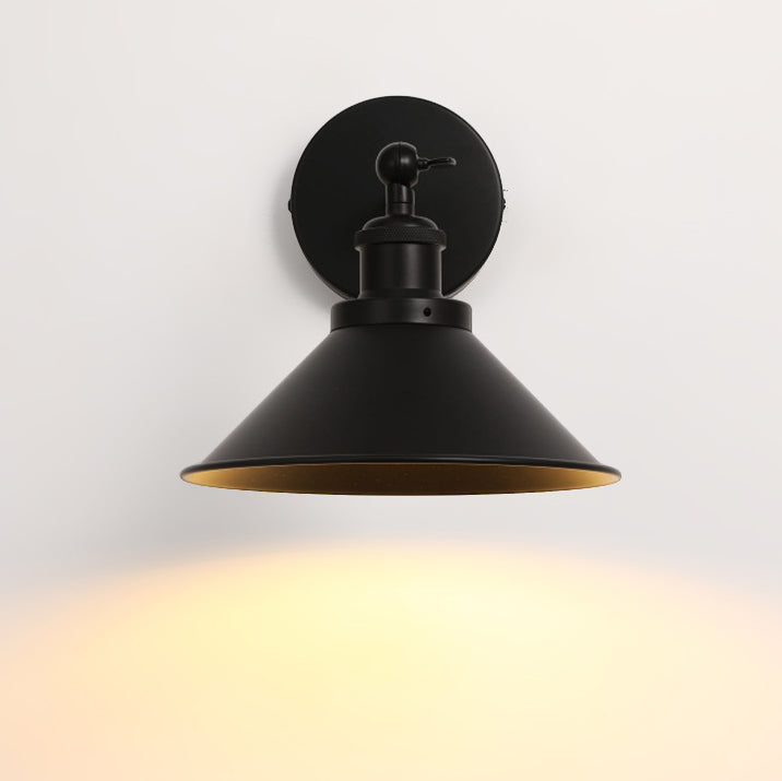 Lámpara Aplique de Pared de Cono Redondo de Hierro Retro Contemporáneo de 1 Luz para Sala de Estar 