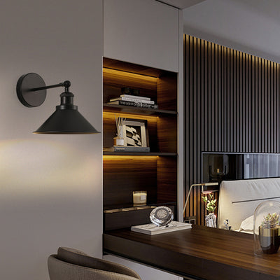 Zeitgenössische Retro Eisen Runde Kegel 1-Licht Wandleuchte Lampe Für Wohnzimmer 