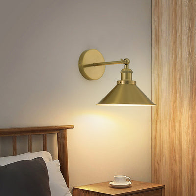 Zeitgenössische Retro Eisen Runde Kegel 1-Licht Wandleuchte Lampe Für Wohnzimmer 