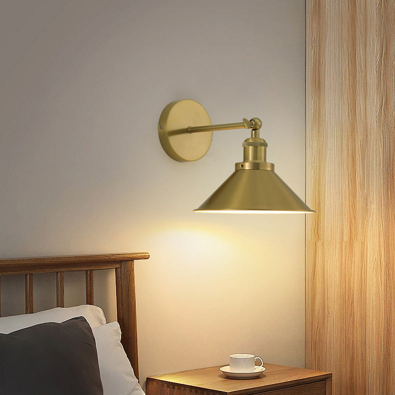 Zeitgenössische Retro Eisen Runde Kegel 1-Licht Wandleuchte Lampe Für Wohnzimmer 