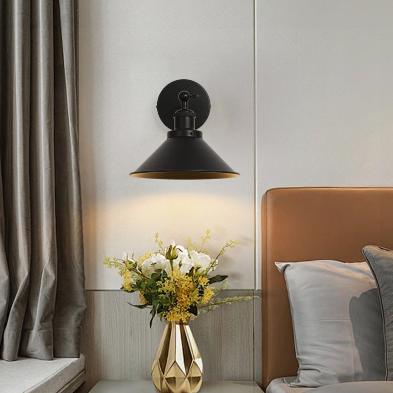 Zeitgenössische Retro Eisen Runde Kegel 1-Licht Wandleuchte Lampe Für Wohnzimmer 