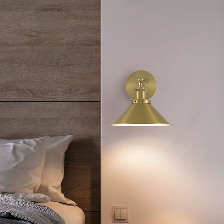 Lámpara Aplique de Pared de Cono Redondo de Hierro Retro Contemporáneo de 1 Luz para Sala de Estar 