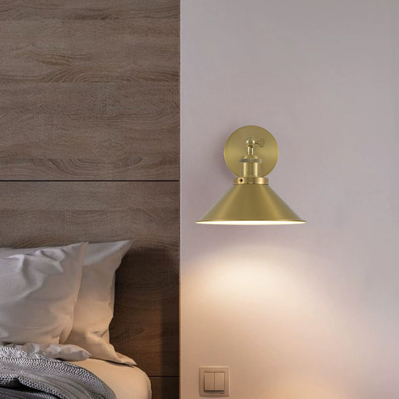 Zeitgenössische Retro Eisen Runde Kegel 1-Licht Wandleuchte Lampe Für Wohnzimmer 