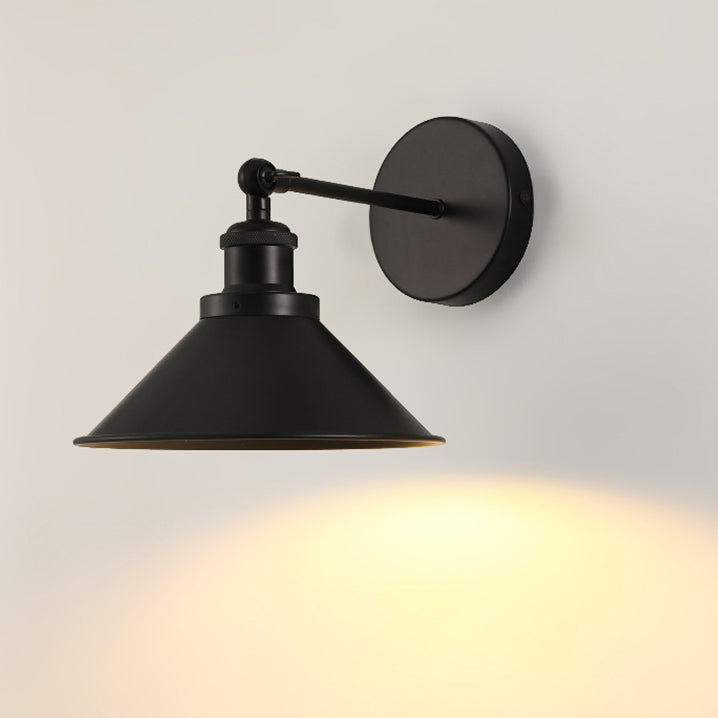 Lámpara Aplique de Pared de Cono Redondo de Hierro Retro Contemporáneo de 1 Luz para Sala de Estar 