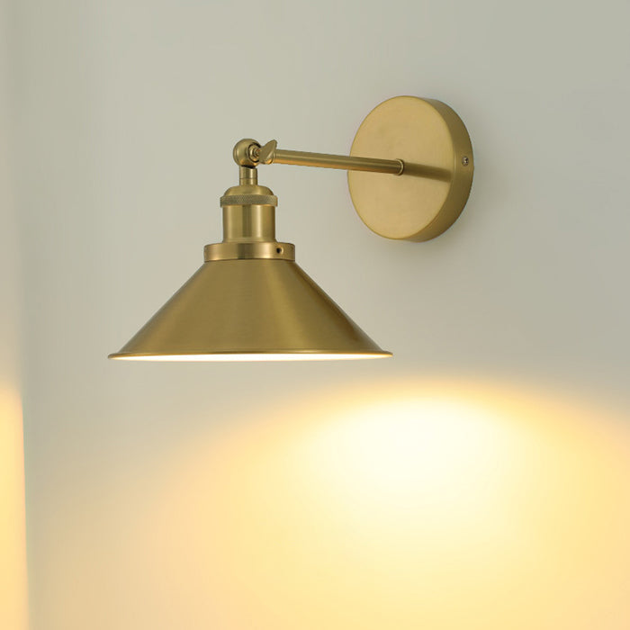 Lámpara Aplique de Pared de Cono Redondo de Hierro Retro Contemporáneo de 1 Luz para Sala de Estar 