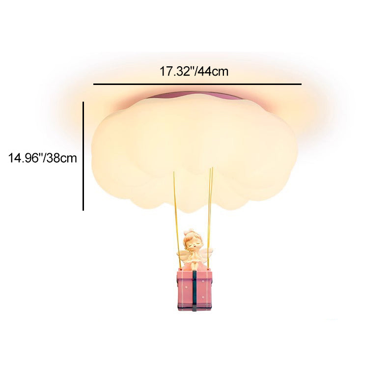 Contemporary Creative Iron Acrylic Resin Cloud Shape LED Flush Mount Ceiling Light For Girl&