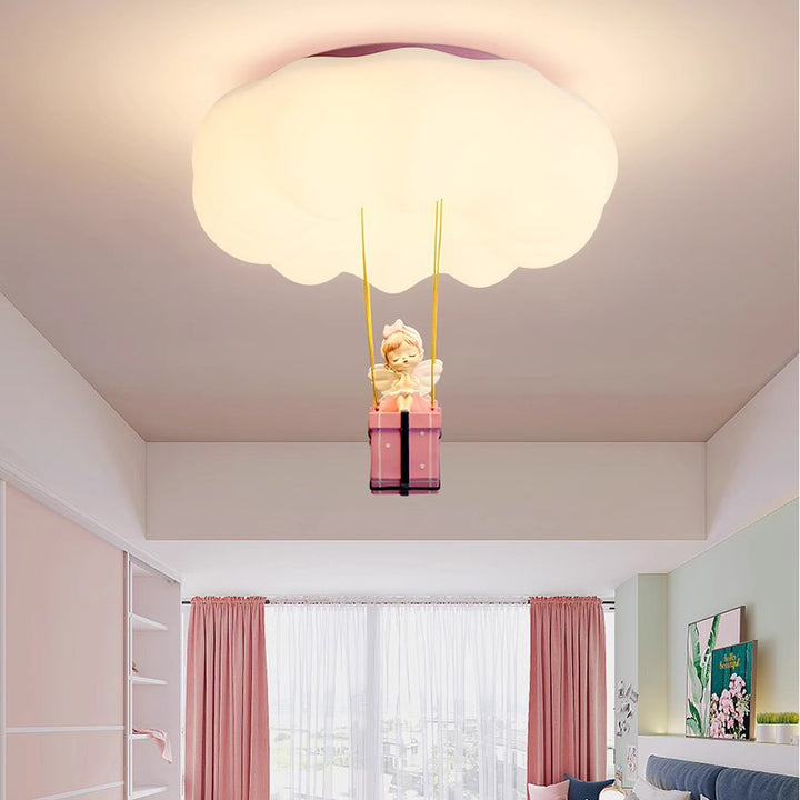 Contemporary Creative Iron Acrylic Resin Cloud Shape LED Flush Mount Ceiling Light For Girl&