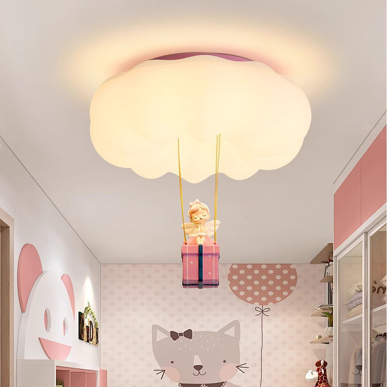 Contemporary Creative Iron Acrylic Resin Cloud Shape LED Flush Mount Ceiling Light For Girl&
