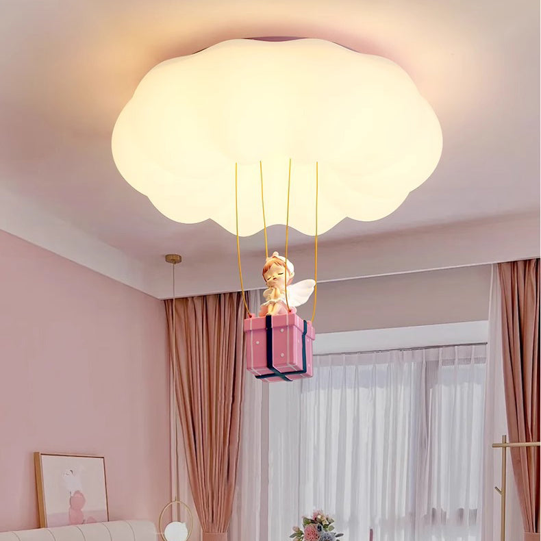 Contemporary Creative Iron Acrylic Resin Cloud Shape LED Flush Mount Ceiling Light For Girl&