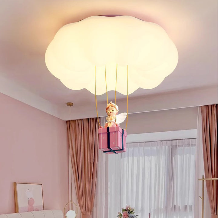 Contemporary Creative Iron Acrylic Resin Cloud Shape LED Flush Mount Ceiling Light For Girl&