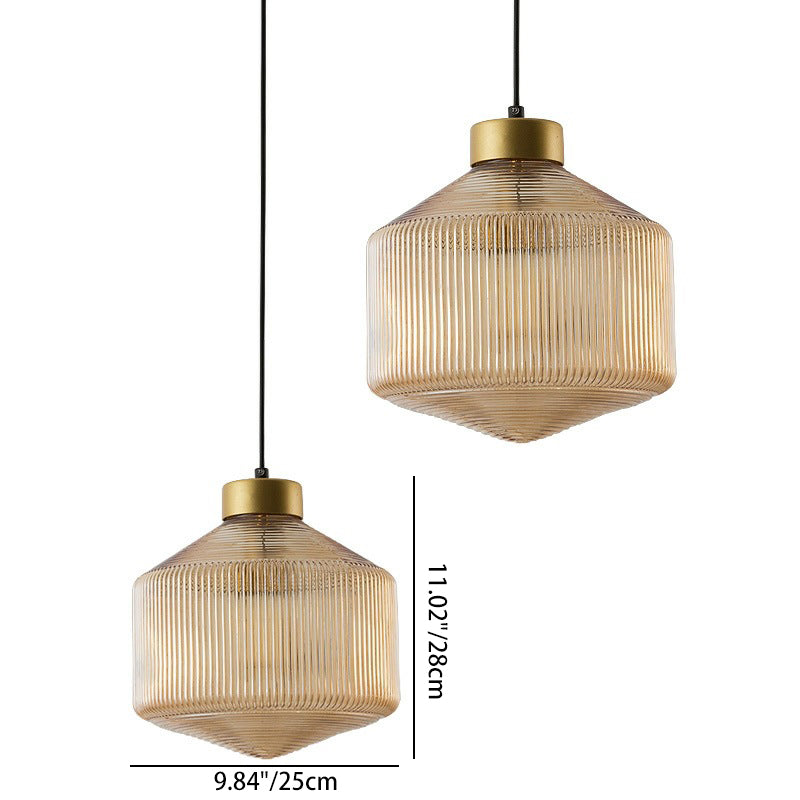 Contemporain Nordique Acier Carbone Verre Texturé Suspension 1-Lumière Pour Salon 