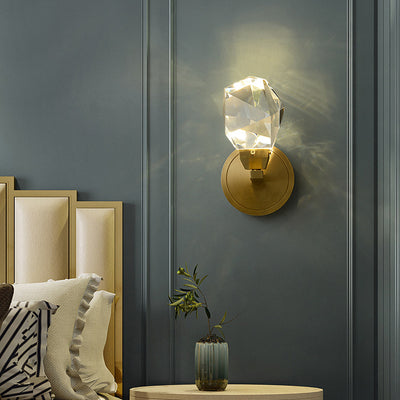 Modern Luxury Brass Irregular Crystal LED Wall Sconce Lamp For Bedroom
