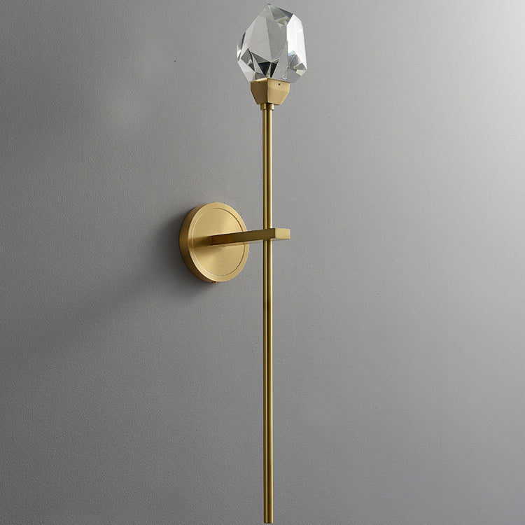 Modern Luxury Brass Rod Irregular Crystal LED Wall Sconce Lamp For Living Room