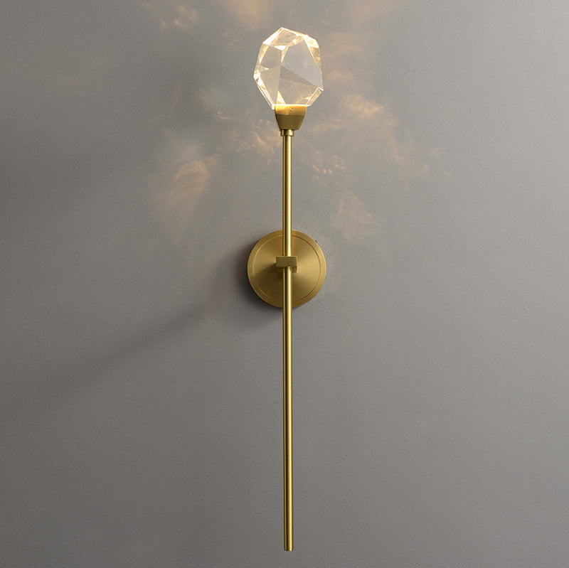 Modern Luxury Brass Rod Irregular Crystal LED Wall Sconce Lamp For Living Room