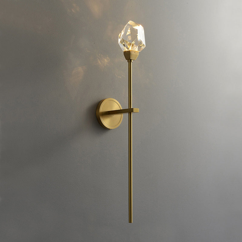 Modern Luxury Brass Rod Irregular Crystal LED Wall Sconce Lamp For Living Room