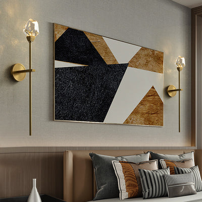 Modern Luxury Brass Rod Irregular Crystal LED Wall Sconce Lamp For Living Room