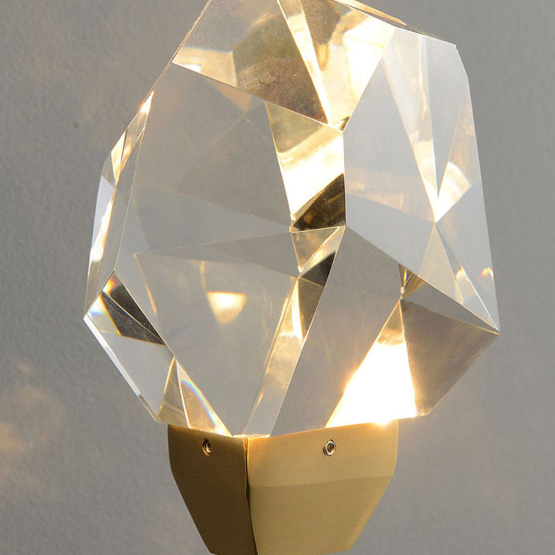 Modern Luxury Brass Rod Irregular Crystal LED Wall Sconce Lamp For Living Room
