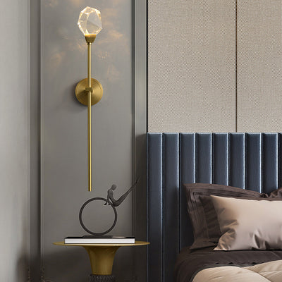 Modern Luxury Brass Rod Irregular Crystal LED Wall Sconce Lamp For Living Room