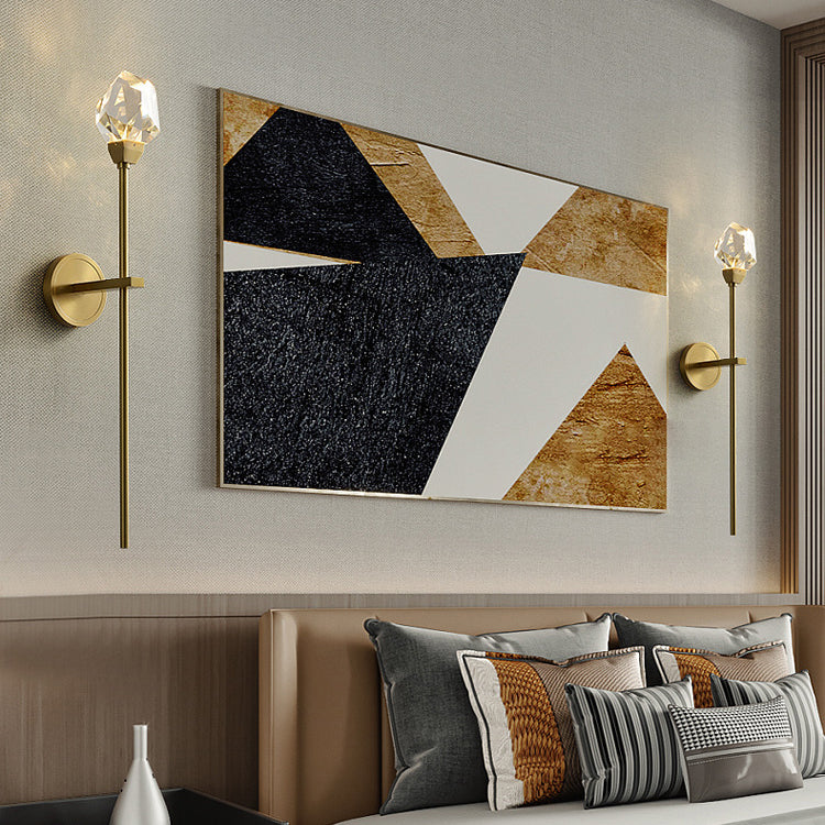 Modern Luxury Brass Rod Irregular Crystal LED Wall Sconce Lamp For Living Room