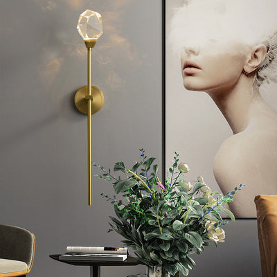 Modern Luxury Brass Rod Irregular Crystal LED Wall Sconce Lamp For Living Room