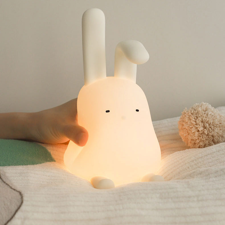 Zeitgenössische kreative ABS-Silikon-Hasen-LED-Nachtlicht-Tischlampe für das Schlafzimmer 