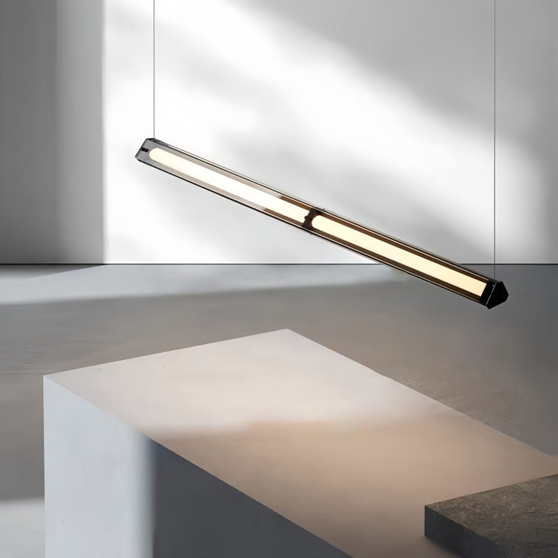 Lustre contemporain en aluminium et verre triangulaire LED pour îlot de cuisine pour salle à manger 