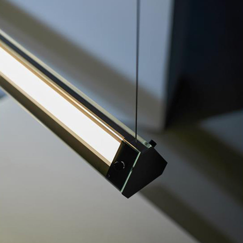 Lustre contemporain en aluminium et verre triangulaire LED pour îlot de cuisine pour salle à manger 