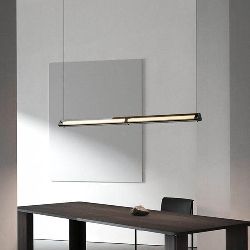 Lustre contemporain en aluminium et verre triangulaire LED pour îlot de cuisine pour salle à manger 