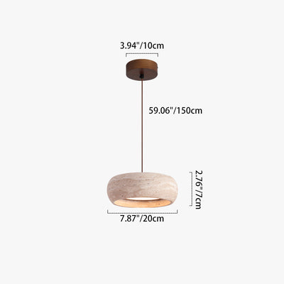 Lustre LED ovale en travertin nordique contemporain et noyer pour chambre 