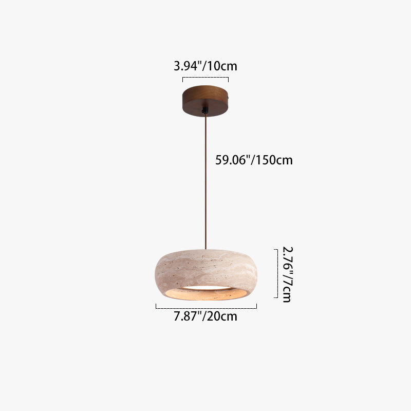 Lustre LED ovale en travertin nordique contemporain et noyer pour chambre 