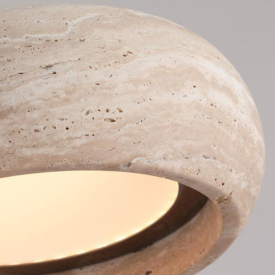 Lustre LED ovale en travertin nordique contemporain et noyer pour chambre 