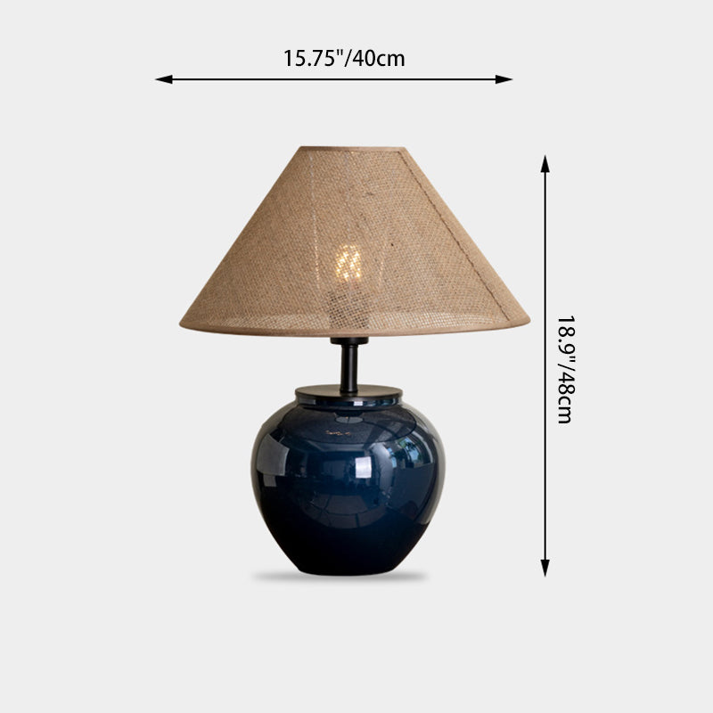 Zeitgenössische nordische Keramik- und Stofflampen in Form eines Glases mit 1 Licht für das Schlafzimmer 