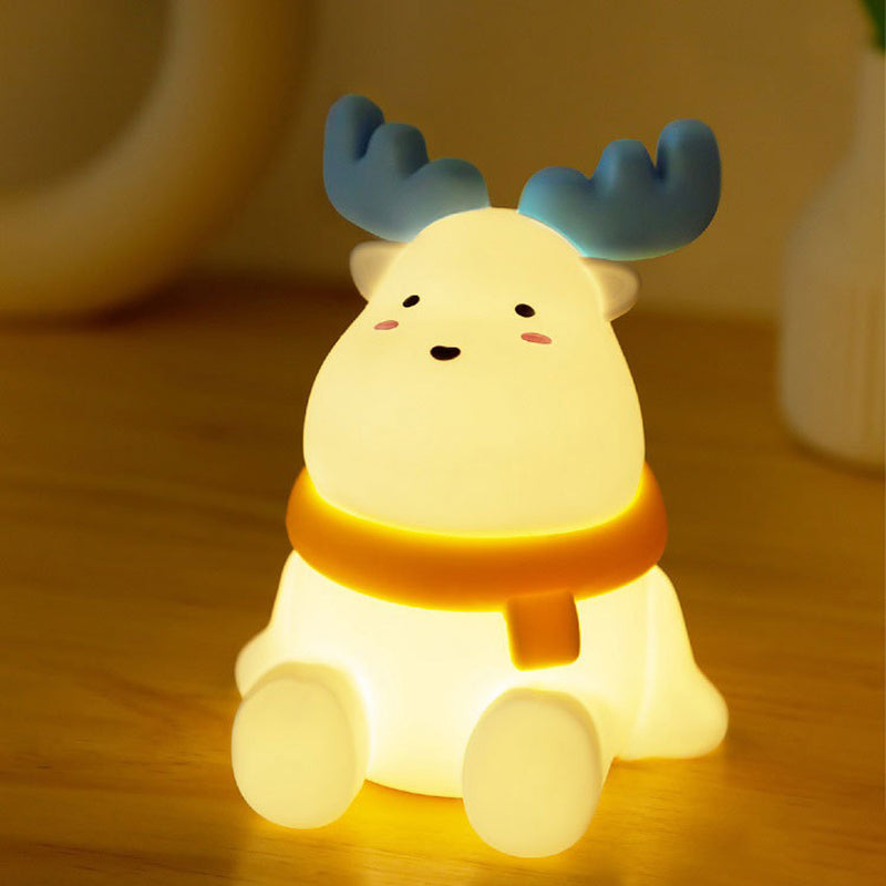Lampe de table LED en silicone ABS créatif contemporain en forme de renne pour chambre à coucher 