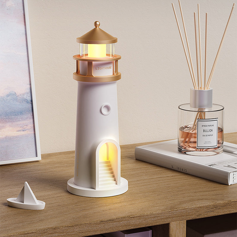 Lámpara de mesa LED de luz nocturna de faro de luna ABS PC creativa contemporánea para dormitorio 