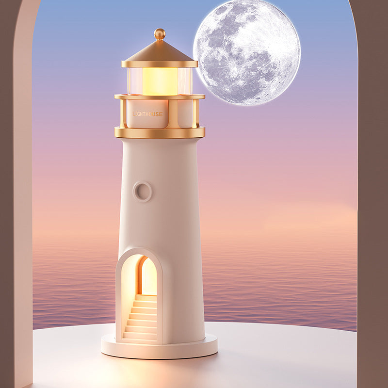 Lámpara de mesa LED de luz nocturna de faro de luna ABS PC creativa contemporánea para dormitorio 