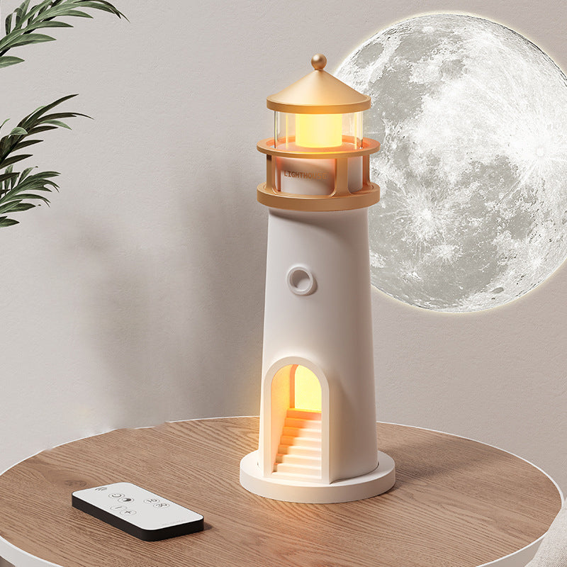 Lámpara de mesa LED de luz nocturna de faro de luna ABS PC creativa contemporánea para dormitorio 