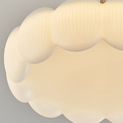 Moderne Mid-Century Kupfer Edelstahl Acryl Cremige Runde Blumen-LED-Deckenleuchte für das Wohnzimmer 
