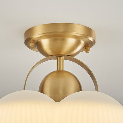 Moderne Mid-Century Kupfer Edelstahl Acryl Cremige Runde Blumen-LED-Deckenleuchte für das Wohnzimmer 