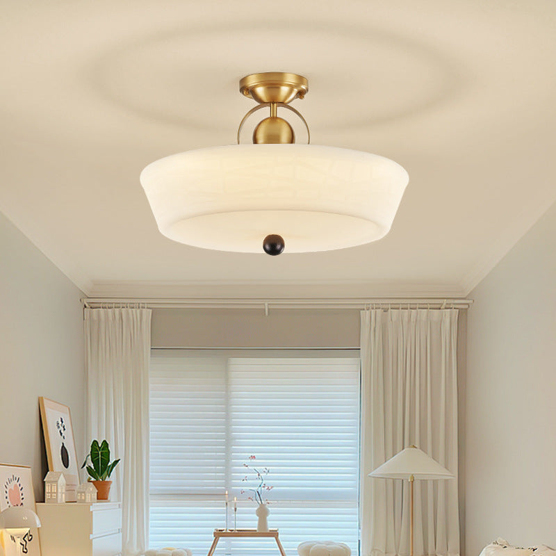 Moderne Mid-Century Messing Edelstahl Acryl Runde Kuppel Halbeinbauleuchte für Wohnzimmer 