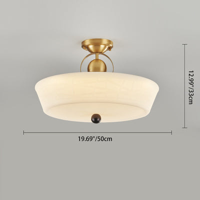 Moderne Mid-Century Messing Edelstahl Acryl Runde Kuppel Halbeinbauleuchte für Wohnzimmer 