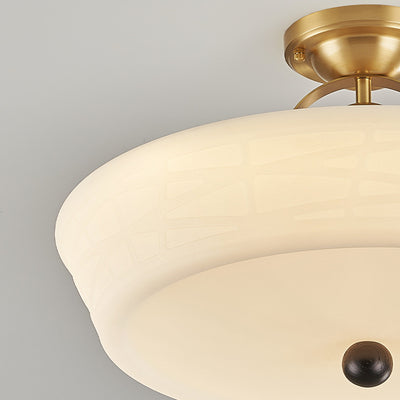 Moderne Mid-Century Messing Edelstahl Acryl Runde Kuppel Halbeinbauleuchte für Wohnzimmer 