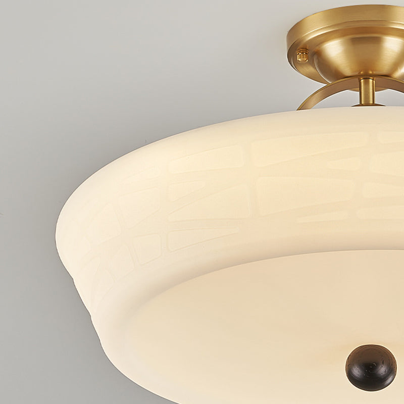 Moderne Mid-Century Messing Edelstahl Acryl Runde Kuppel Halbeinbauleuchte für Wohnzimmer 