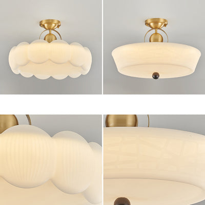 Moderne Mid-Century Messing Edelstahl Acryl Runde Kuppel Halbeinbauleuchte für Wohnzimmer 