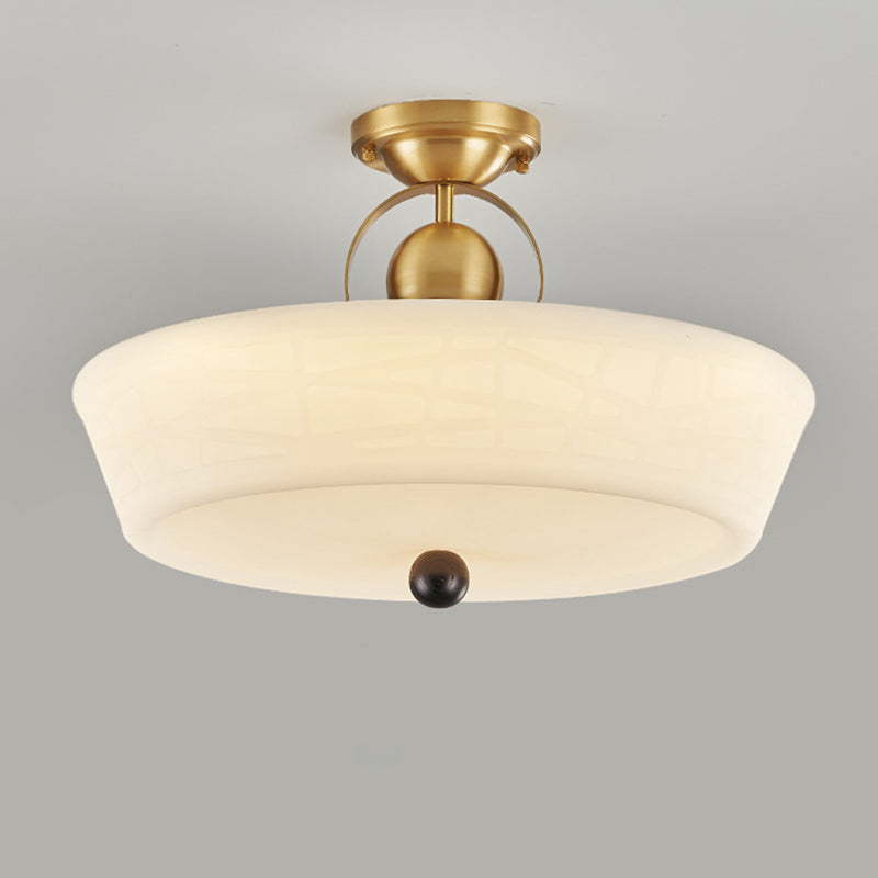Moderne Mid-Century Messing Edelstahl Acryl Runde Kuppel Halbeinbauleuchte für Wohnzimmer 