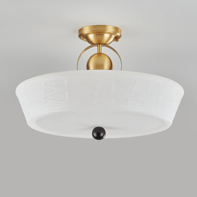 Moderne Mid-Century Messing Edelstahl Acryl Runde Kuppel Halbeinbauleuchte für Wohnzimmer 