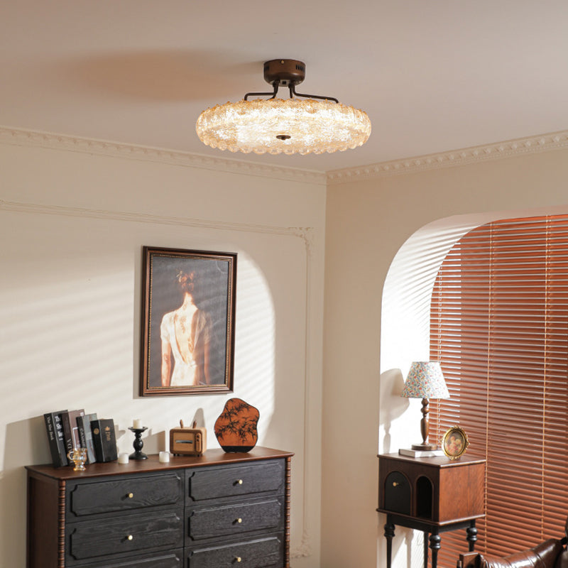 Moderne Mid-Century Eisen und Harz Runde Blattstruktur LED-Halbeinbauleuchte für das Wohnzimmer 
